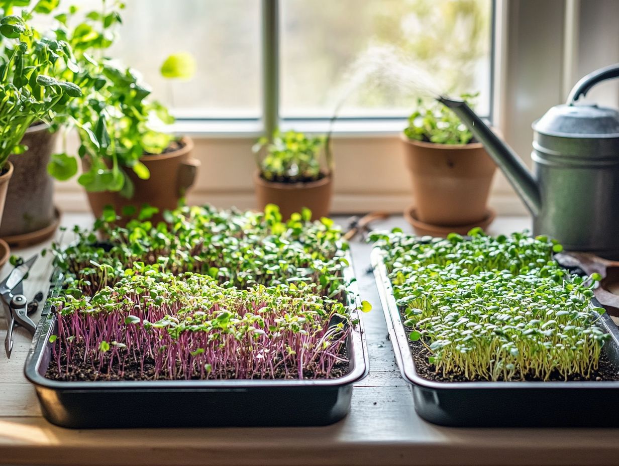 A vibrant display of microgreens thriving year-round.