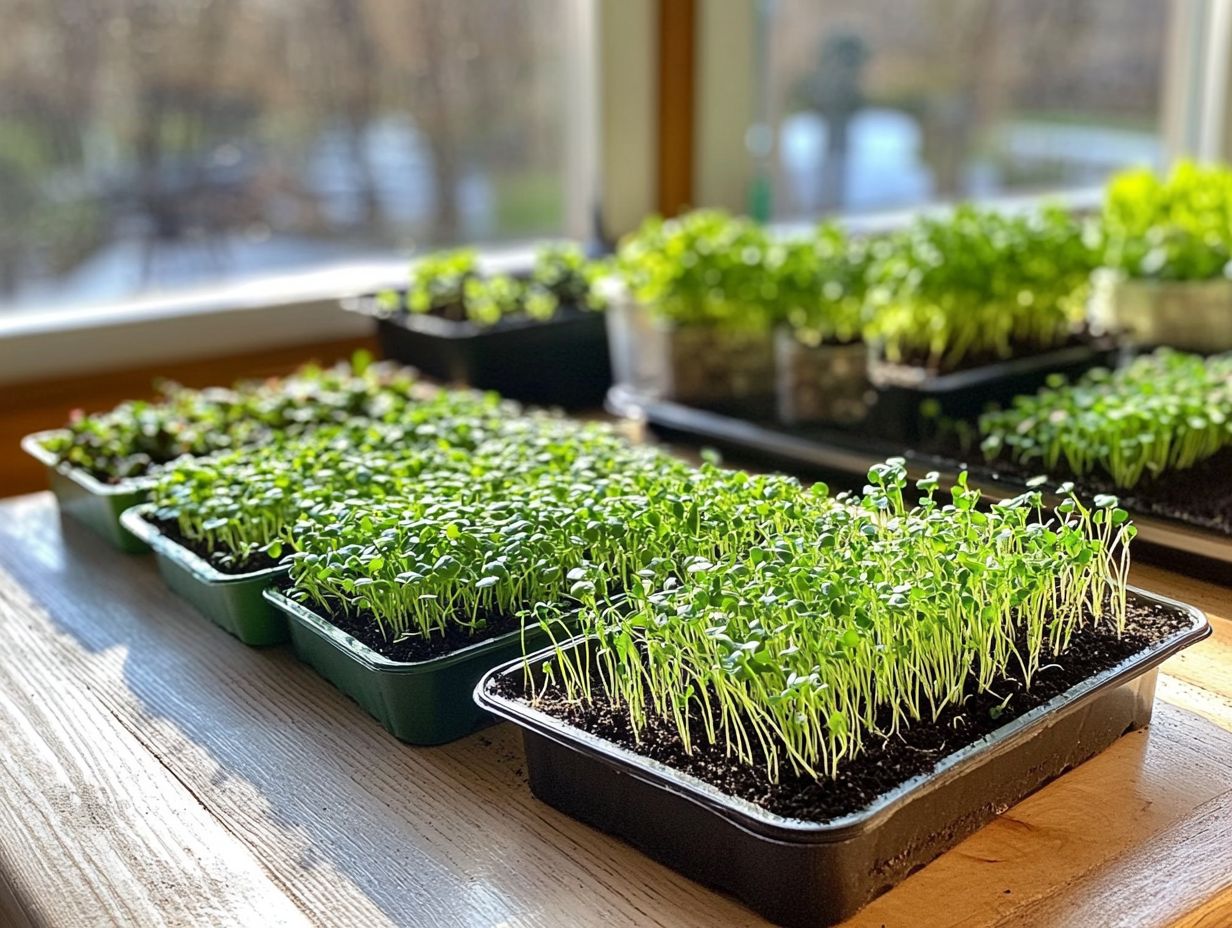 An assortment of vibrant microgreens showcasing various types and colors.