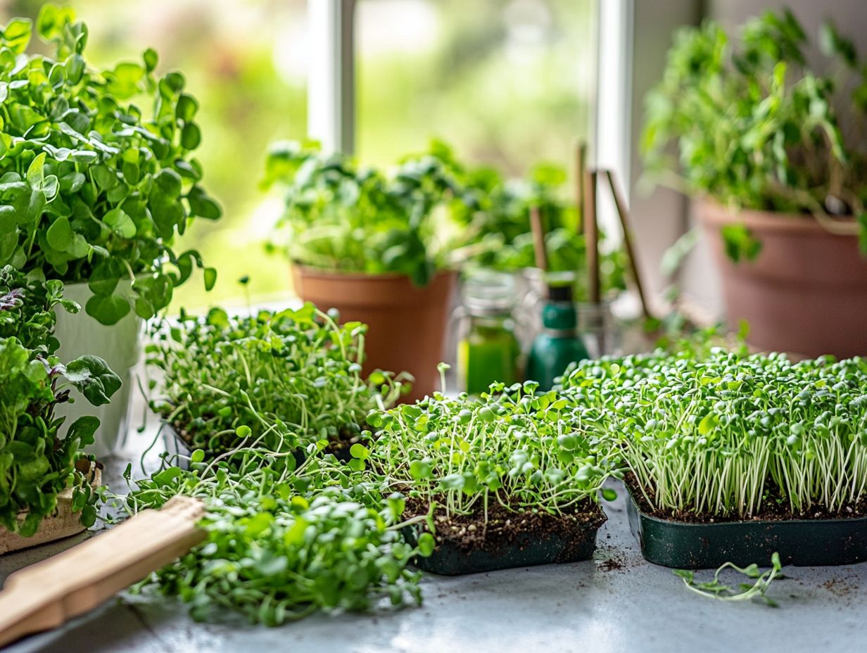 Illustration showing signs of pest infestation on microgreens.