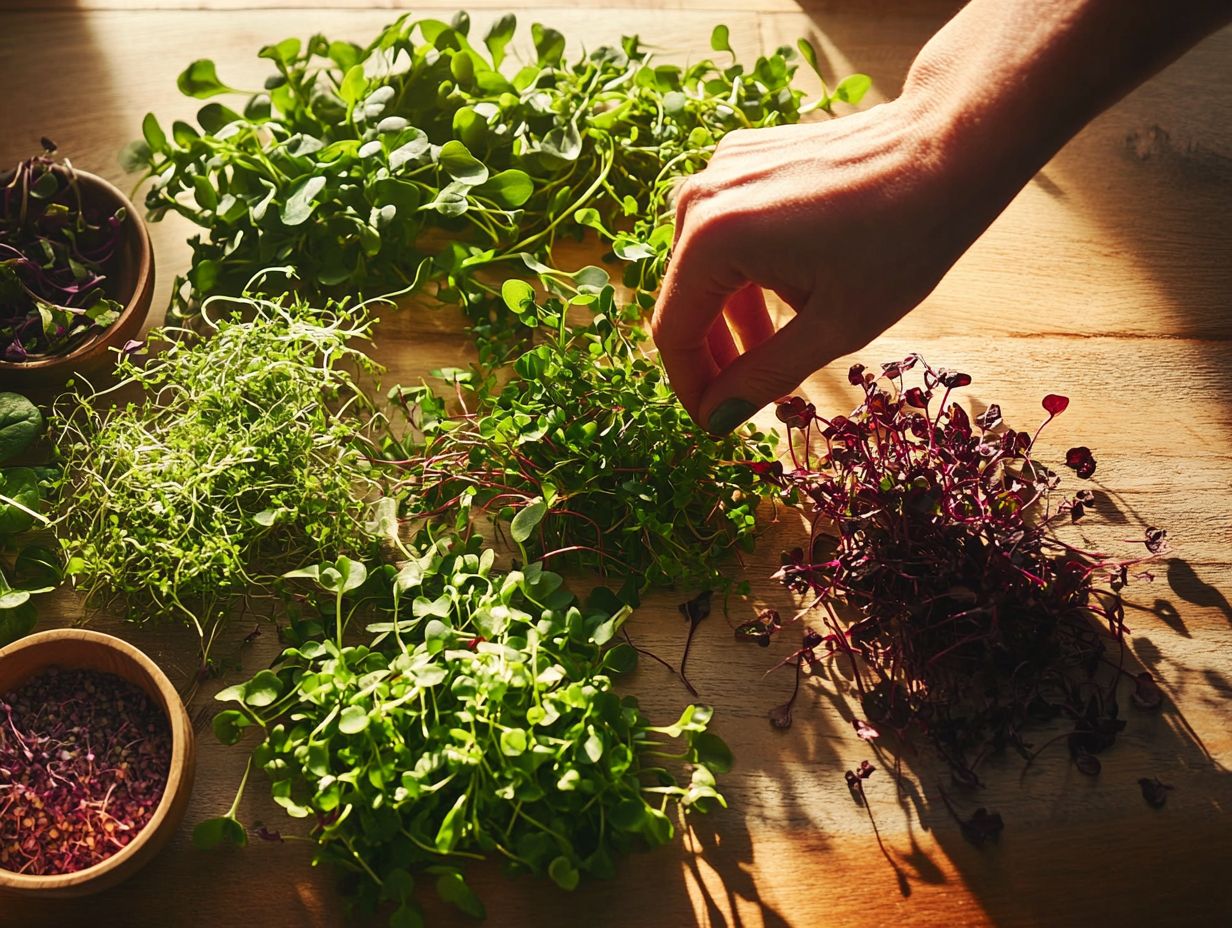 A colorful display of various microgreens used in gourmet dishes