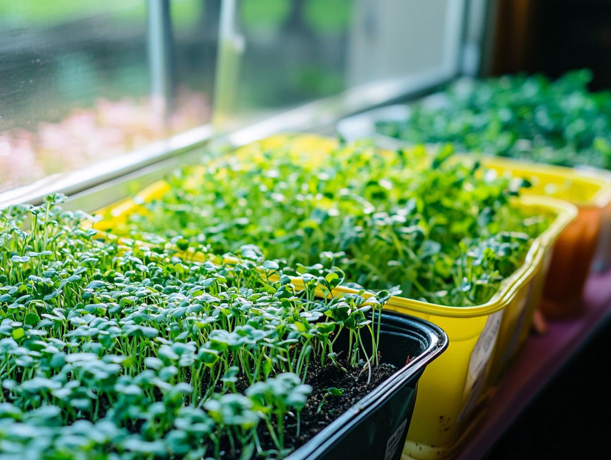 Illustration showing the effects of over-fertilization and under-fertilization on microgreens.