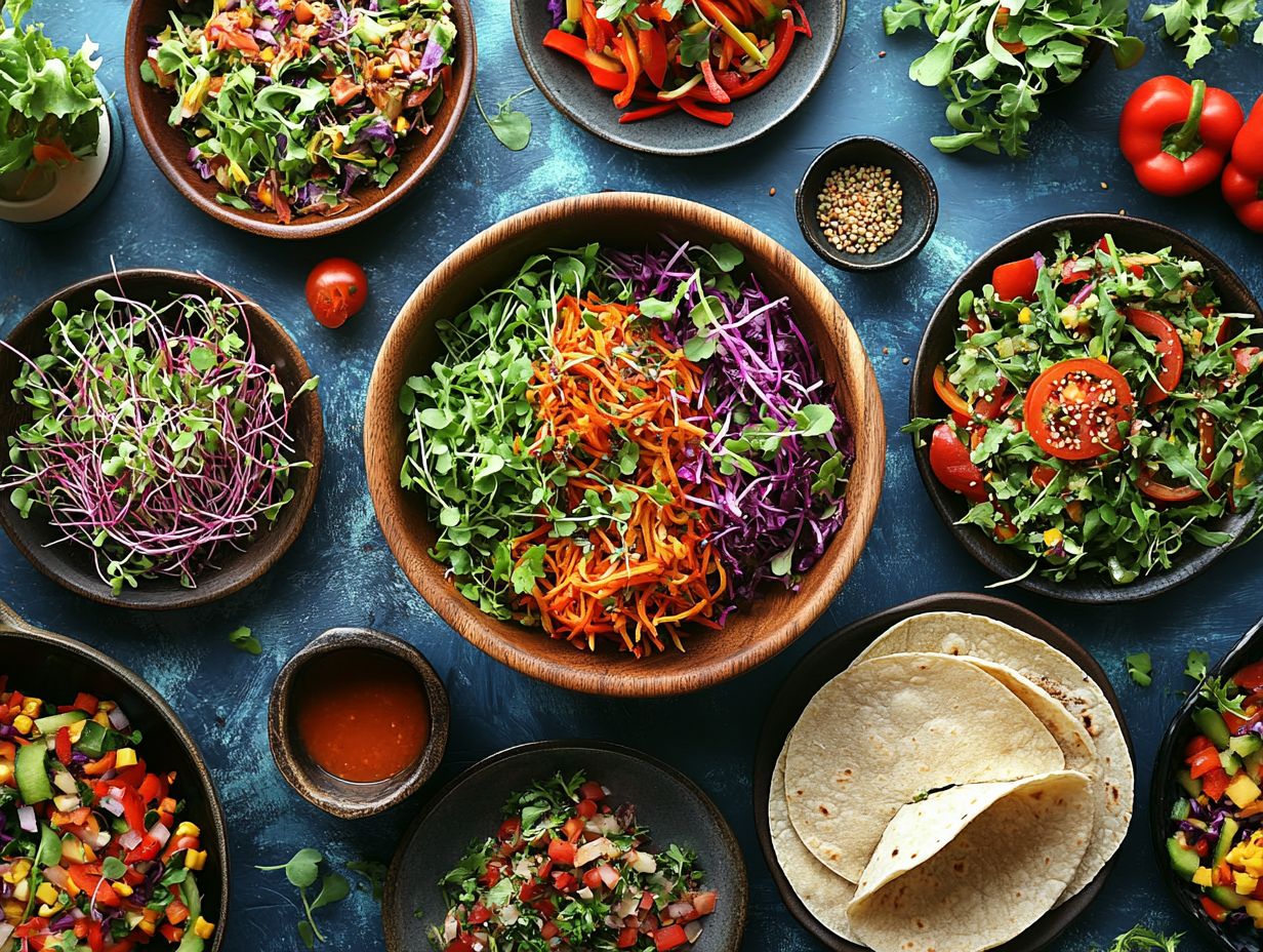 An assortment of colorful microgreens on a plate.