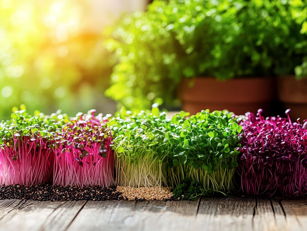 Variety of microgreens including sunflower for healthy meals.