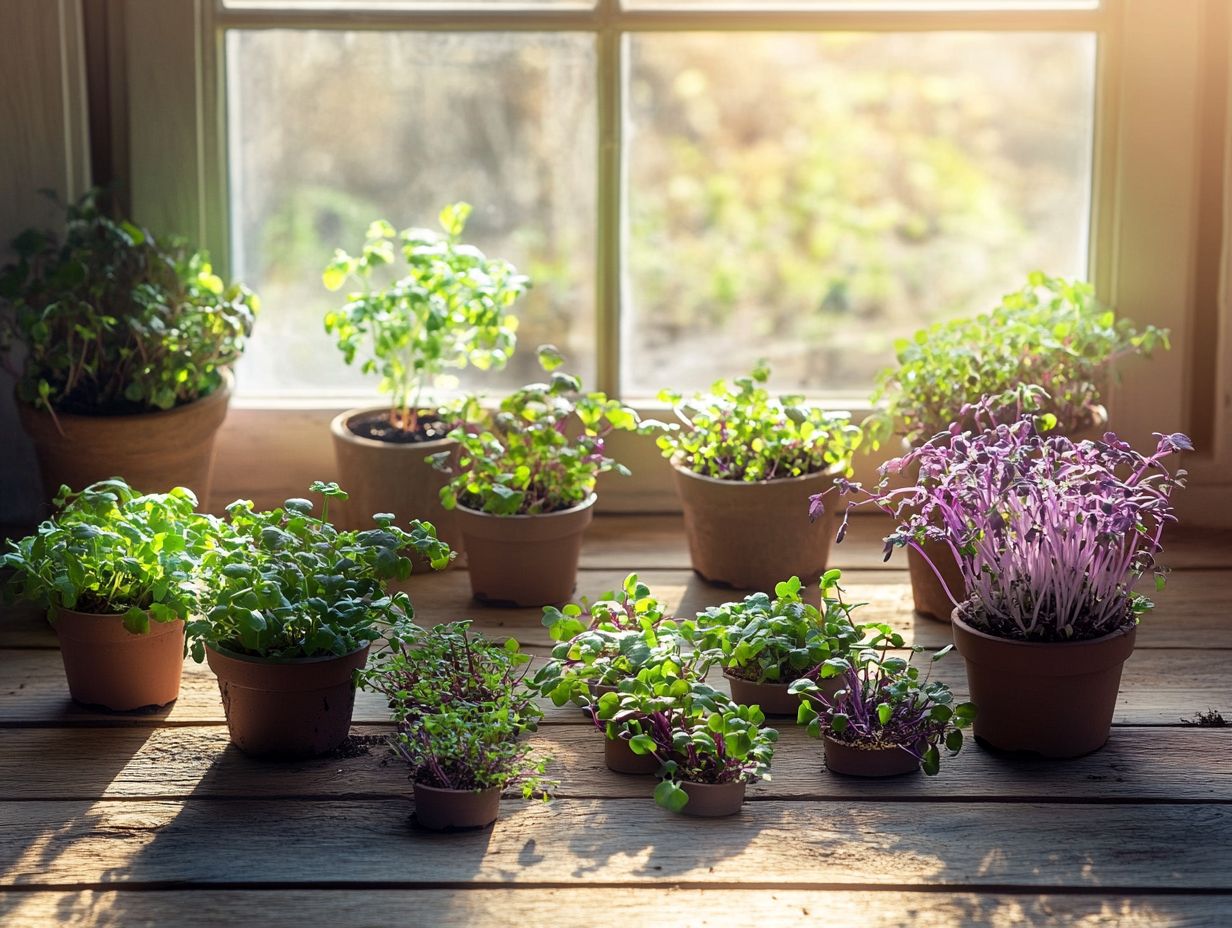 Colorful array of rare microgreens