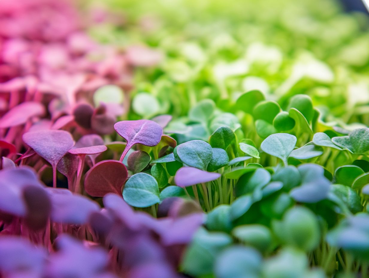 A visual representation explaining the importance of the right light spectrum for growing microgreens.