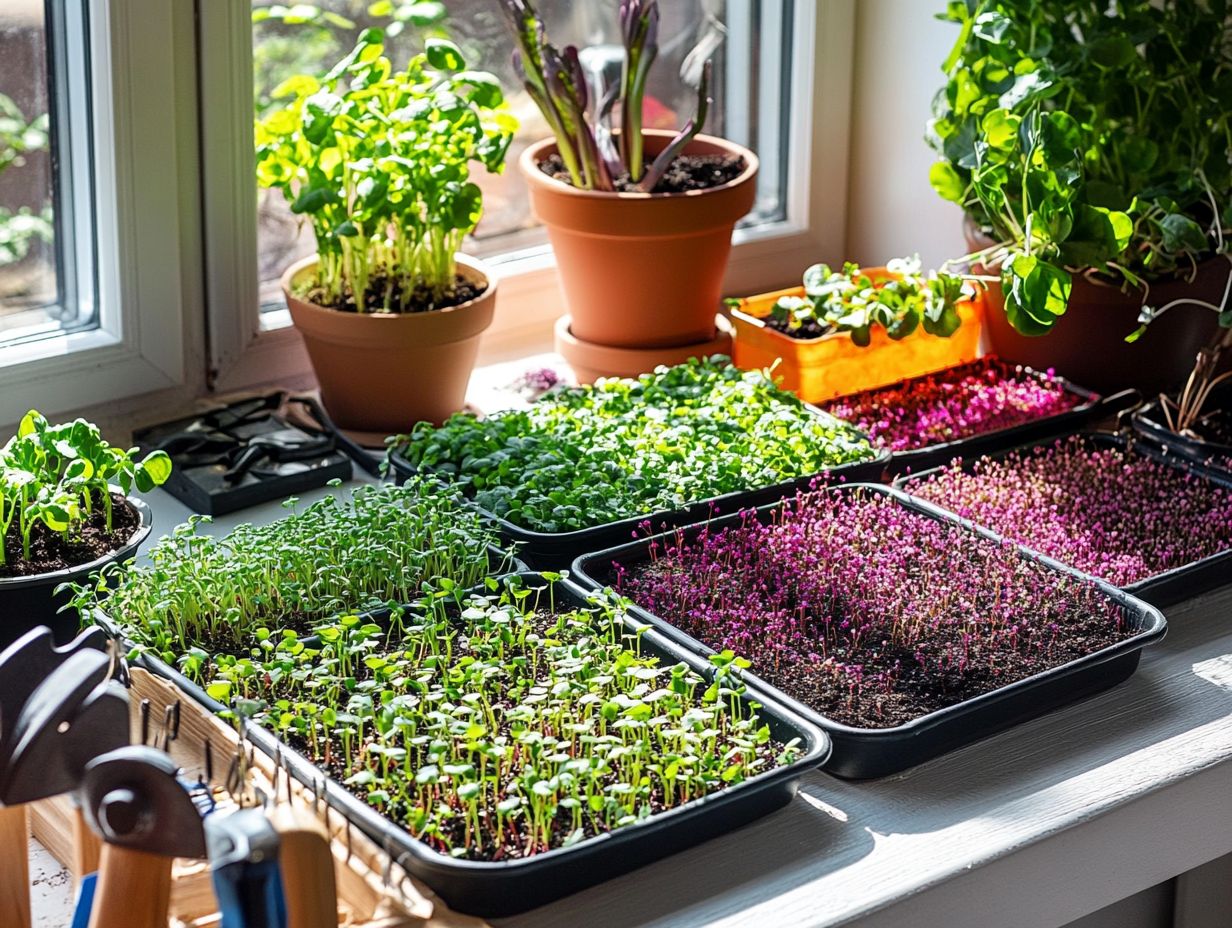 Illustration showing key factors for growing microgreens