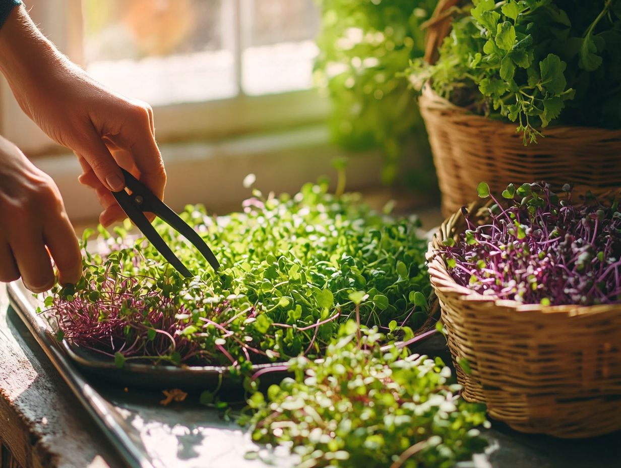 Example of harvested microgreens showing their optimal size and color.