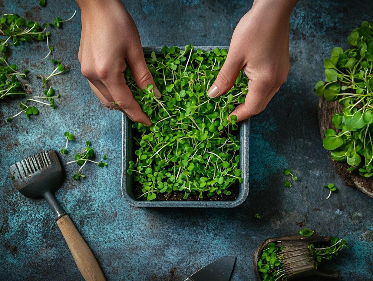 Image showing the process of harvesting microgreens