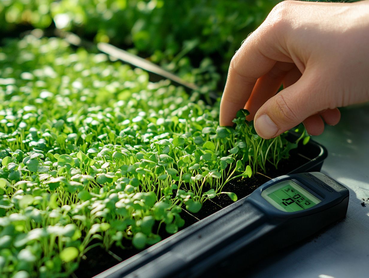 Illustration showing signs of overwatering in microgreens.