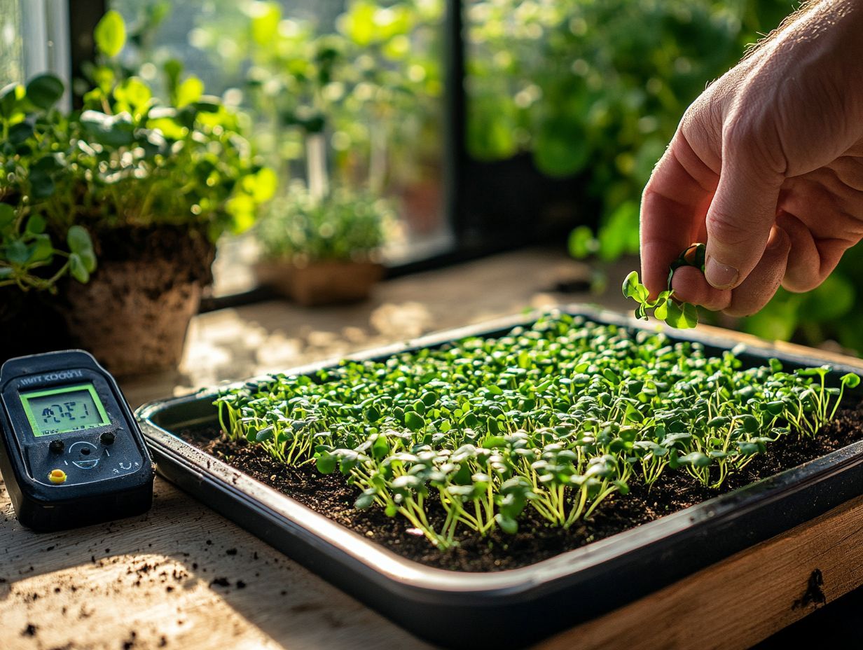 Visual summary of key takeaways for avoiding overwatering microgreens.