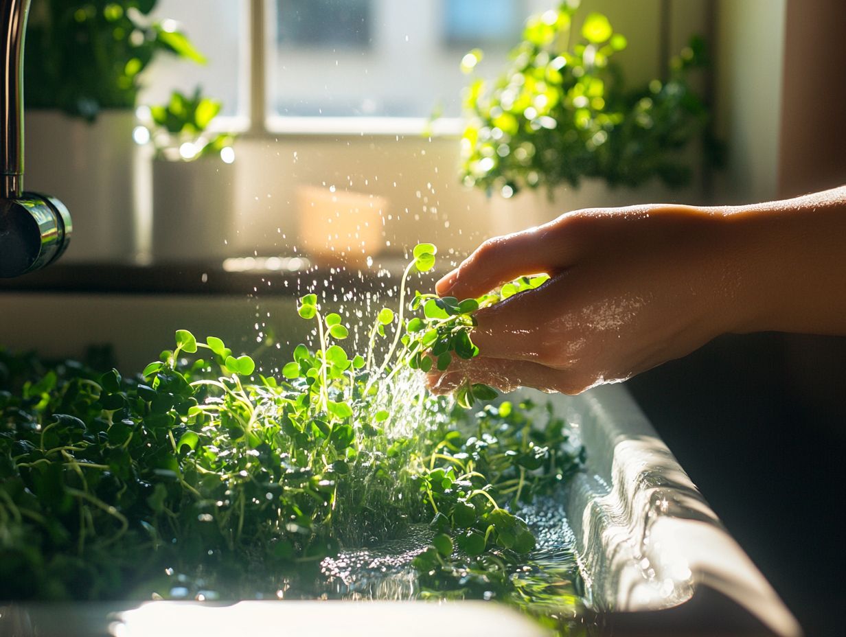 Fresh microgreens beautifully garnishing a colorful dish