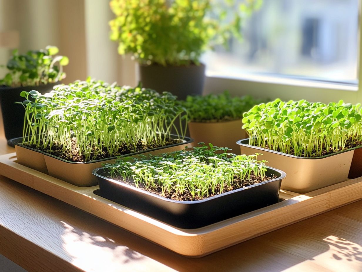 Illustration of harvesting and replanting techniques for microgreens