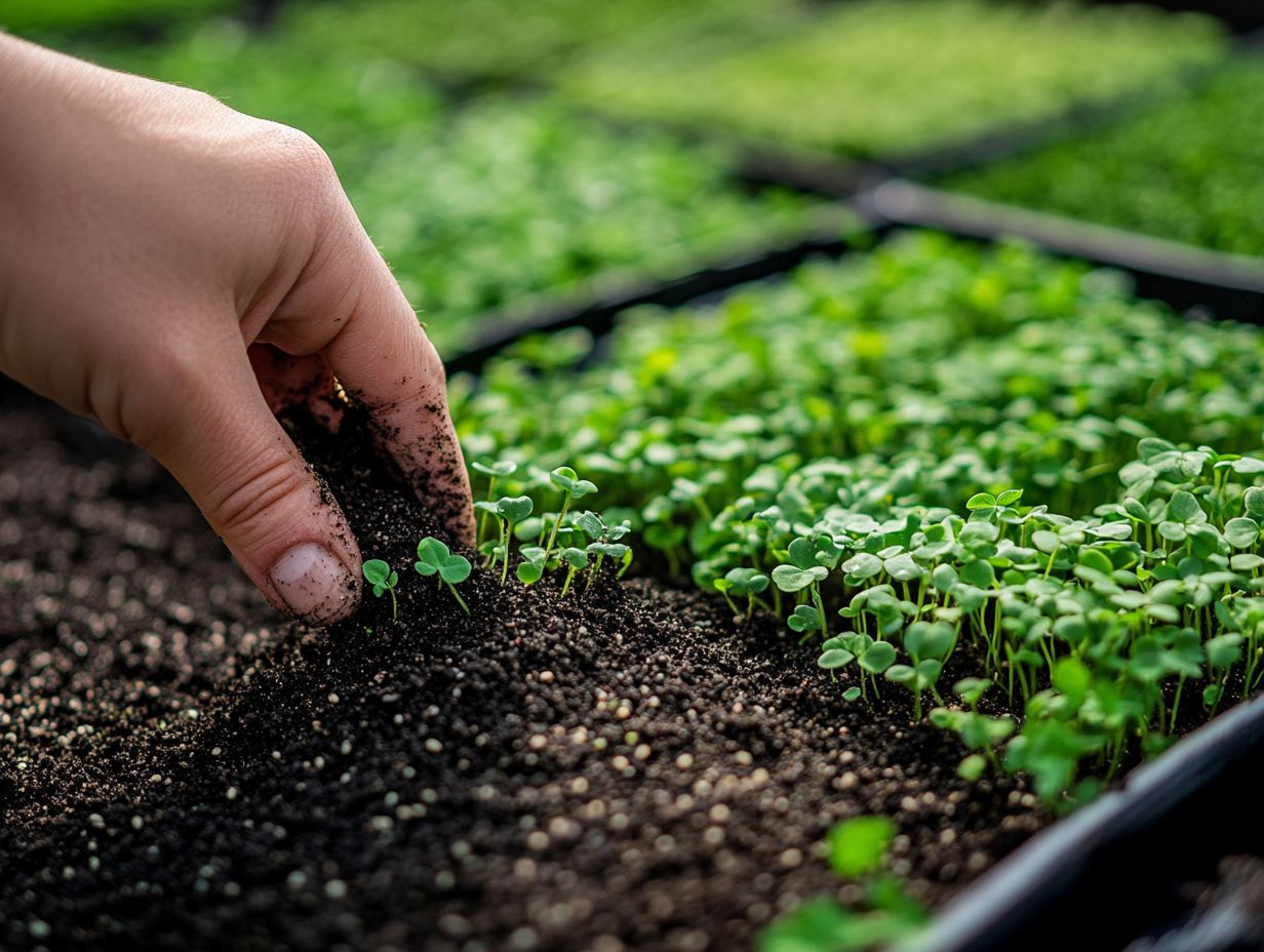 Illustration showing how to choose the right soil for microgreen growth.