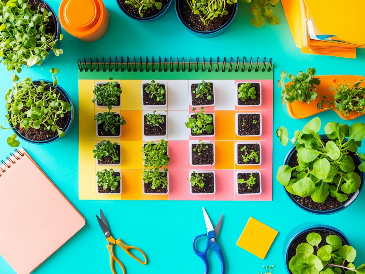 A vibrant display of microgreens, showcasing the essential tools for growth.