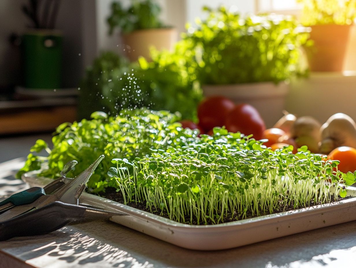 Freshly harvested microgreens ready for use in dishes