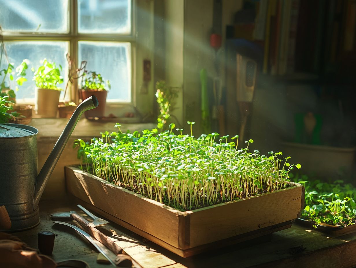 Visual guide to growing microgreens in a container garden