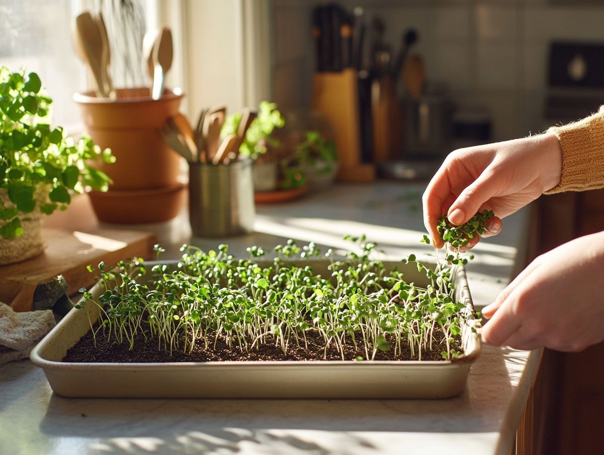 Illustration of key takeaways for growing microgreens successfully.