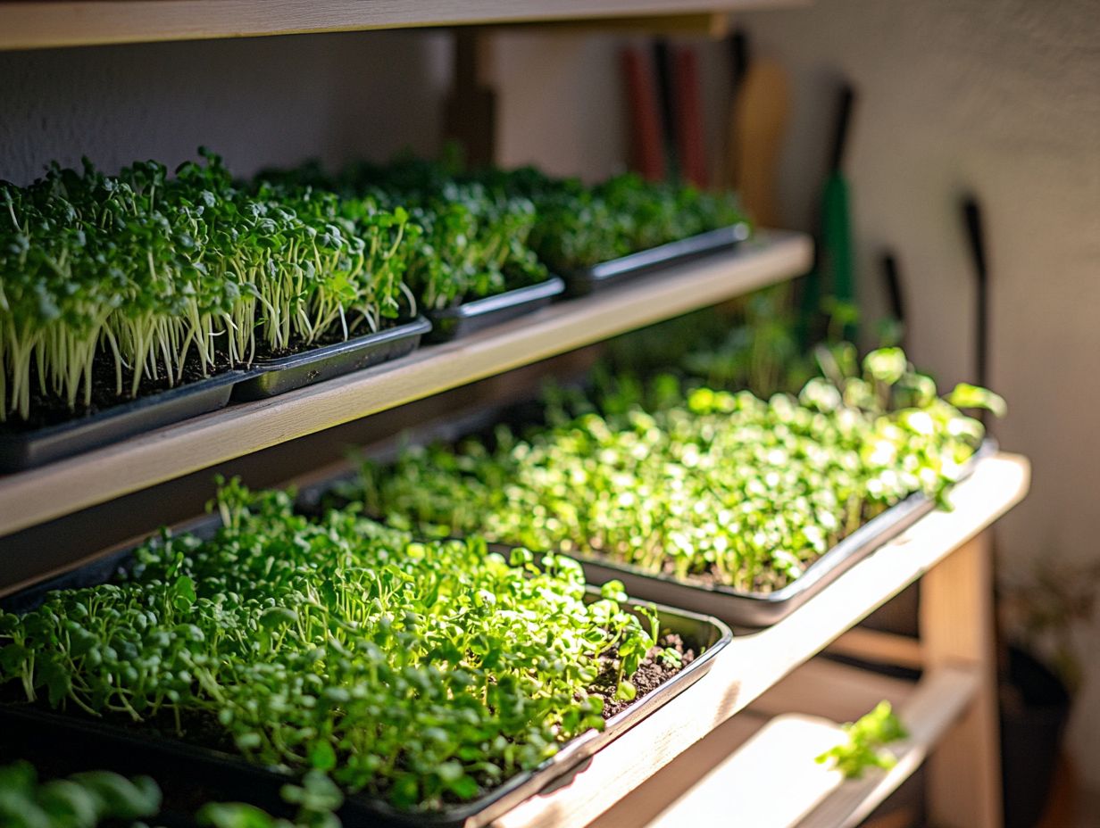 Shelves designed for growing microgreens indoors