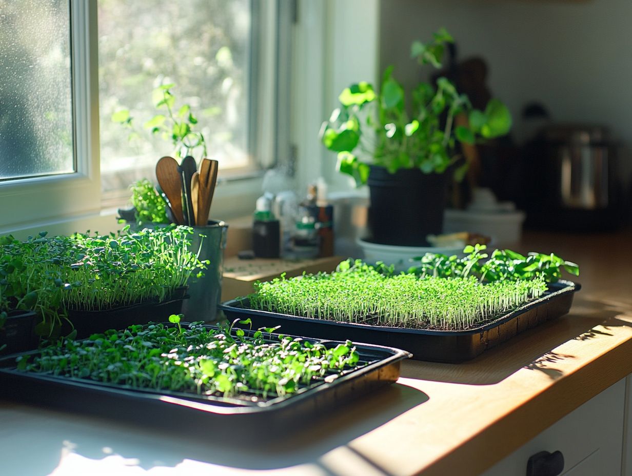 What supplies do I need to grow microgreens in my kitchen?