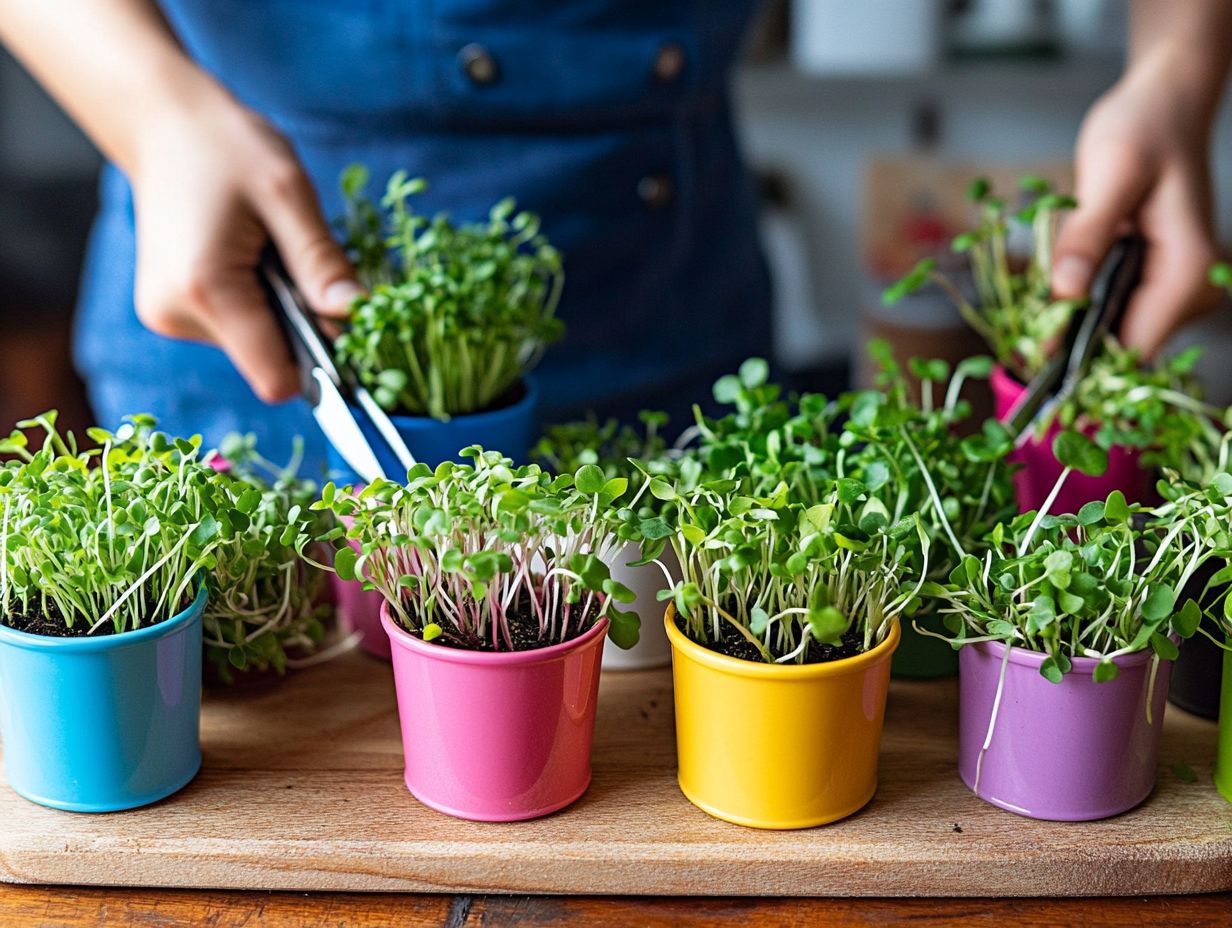 Illustration of key takeaways for harvesting microgreens