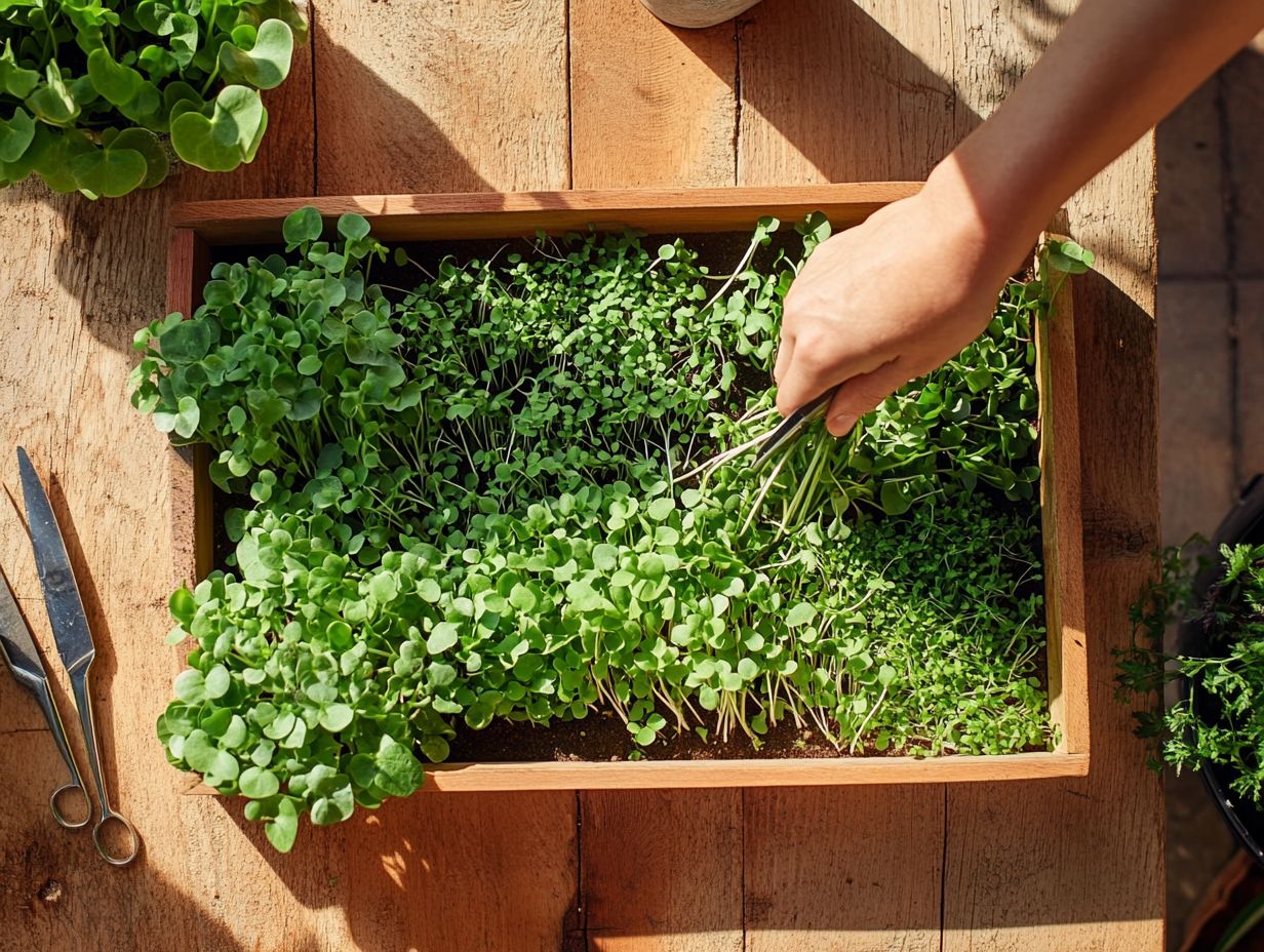 An image showing how to harvest microgreens.