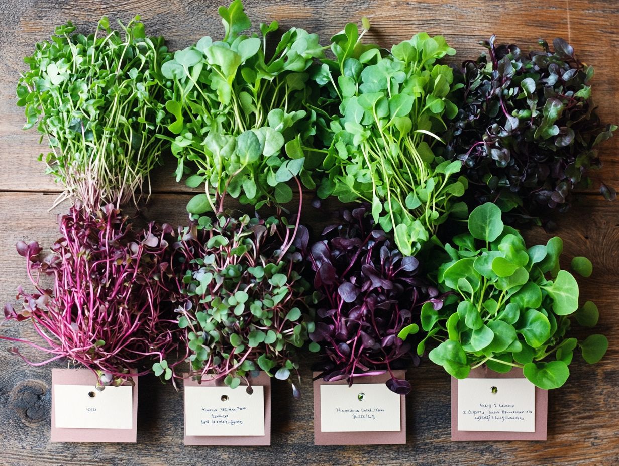 A visual guide of various common microgreen varieties