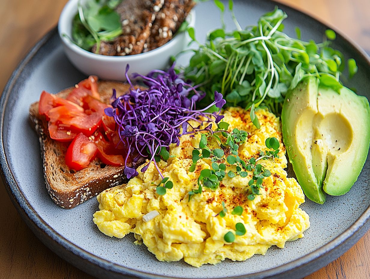 Illustration of microgreens in breakfast dishes.