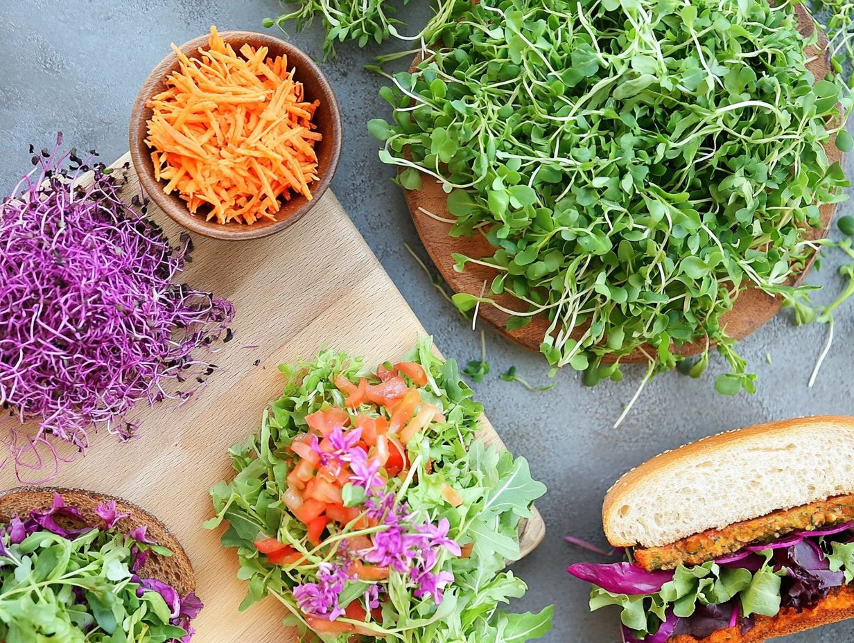 Illustration of microgreens in various dishes, showcasing their versatility.