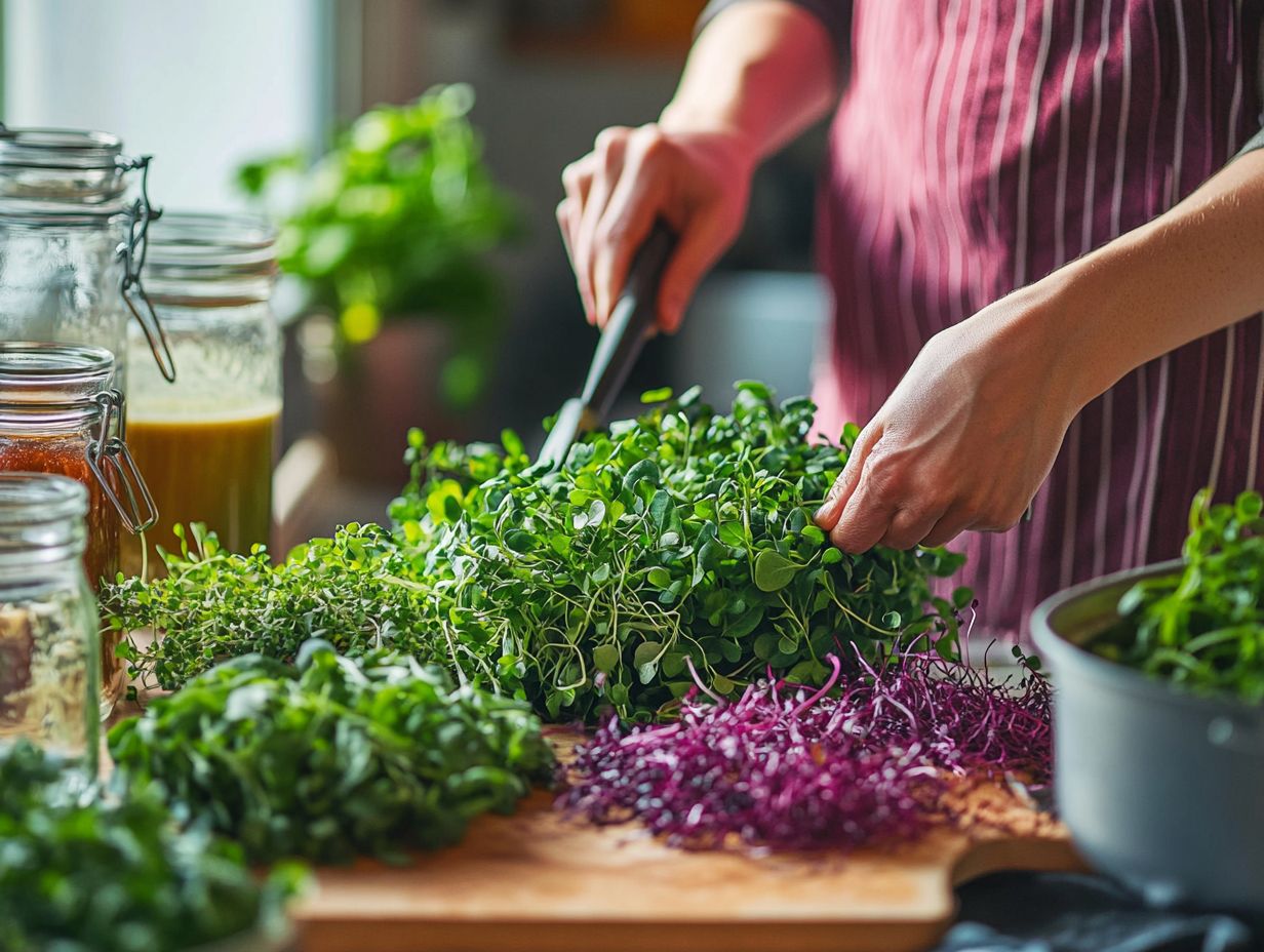 A colorful plate of microgreens showcasing optimal consumption and storage tips