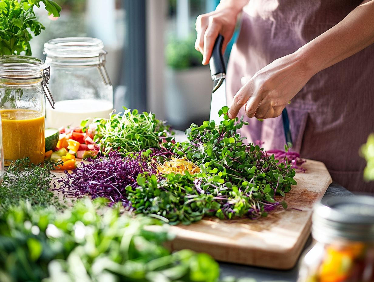 Image showing ways to incorporate microgreens into meals.