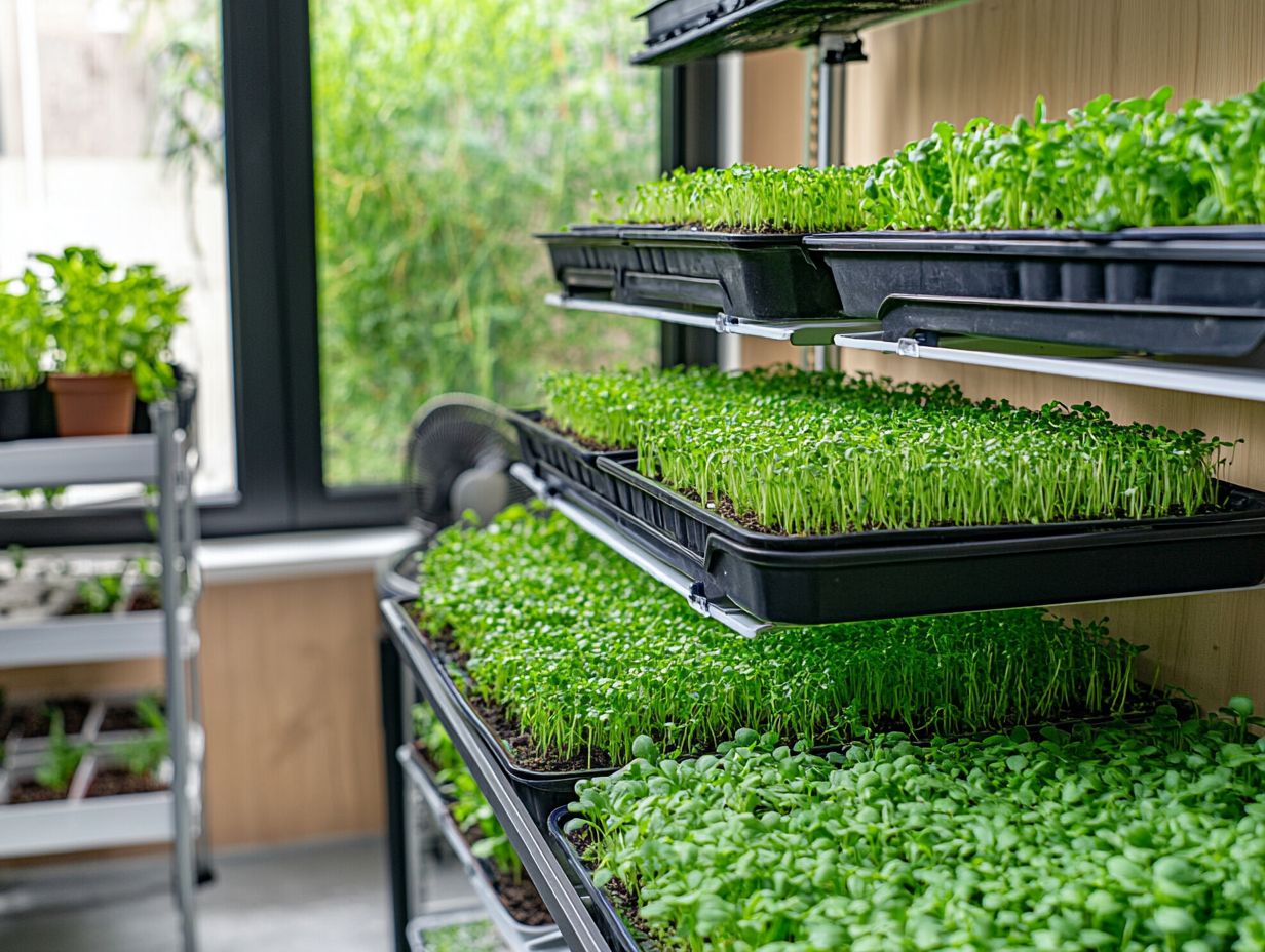 Example of overcrowded microgreens affecting airflow