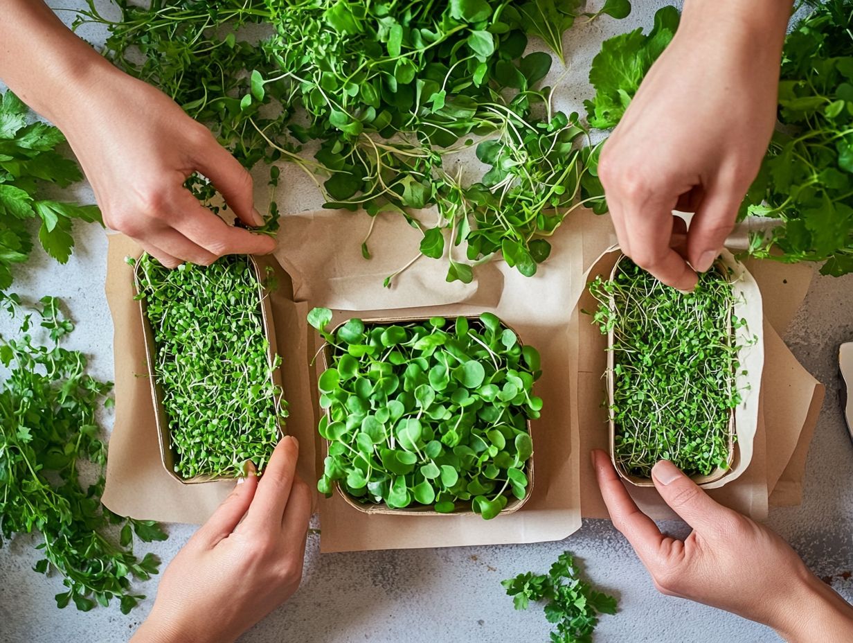 A variety of containers for packaging fresh microgreens