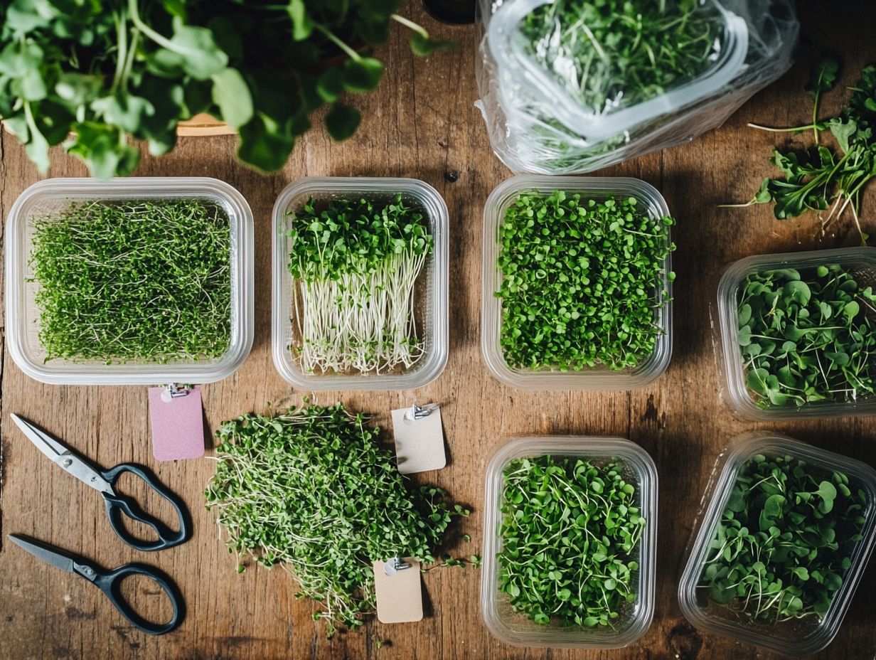 A beautifully packaged selection of microgreens ready for sale