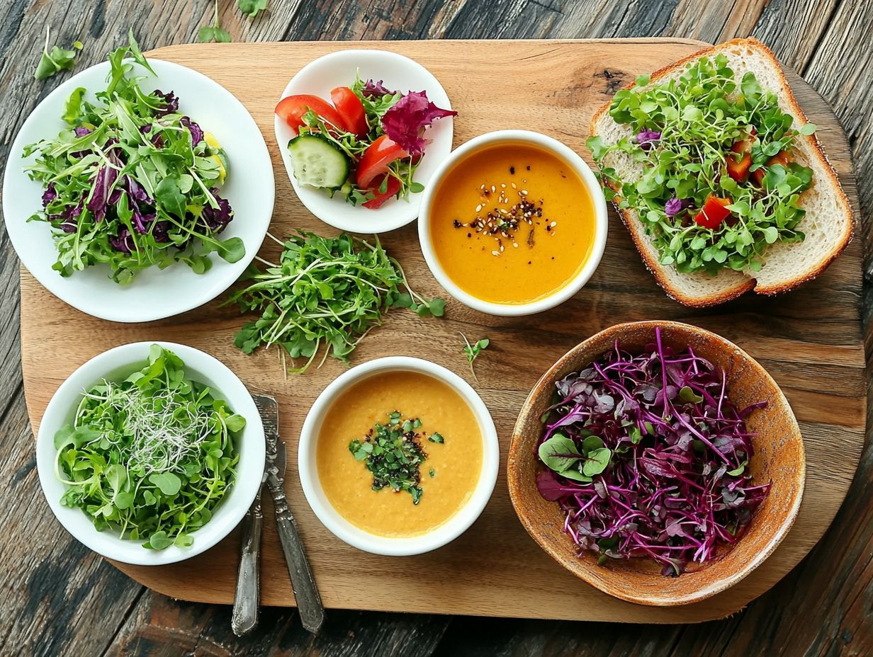 A variety of dishes showcasing creative uses of microgreens