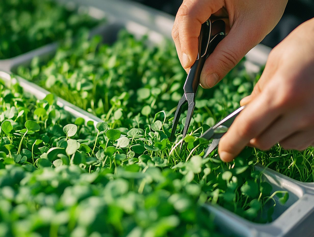 An image illustrating frequently asked questions about microgreens harvesting