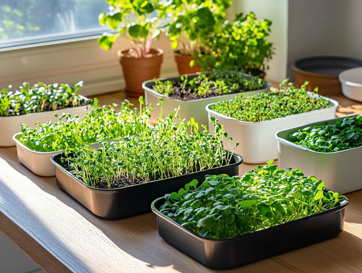 Illustration of different microgreen trays for optimal growth