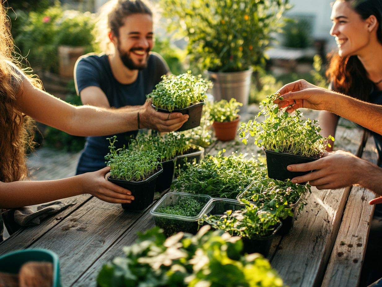 Infographic summarizing the benefits of sharing microgreens.