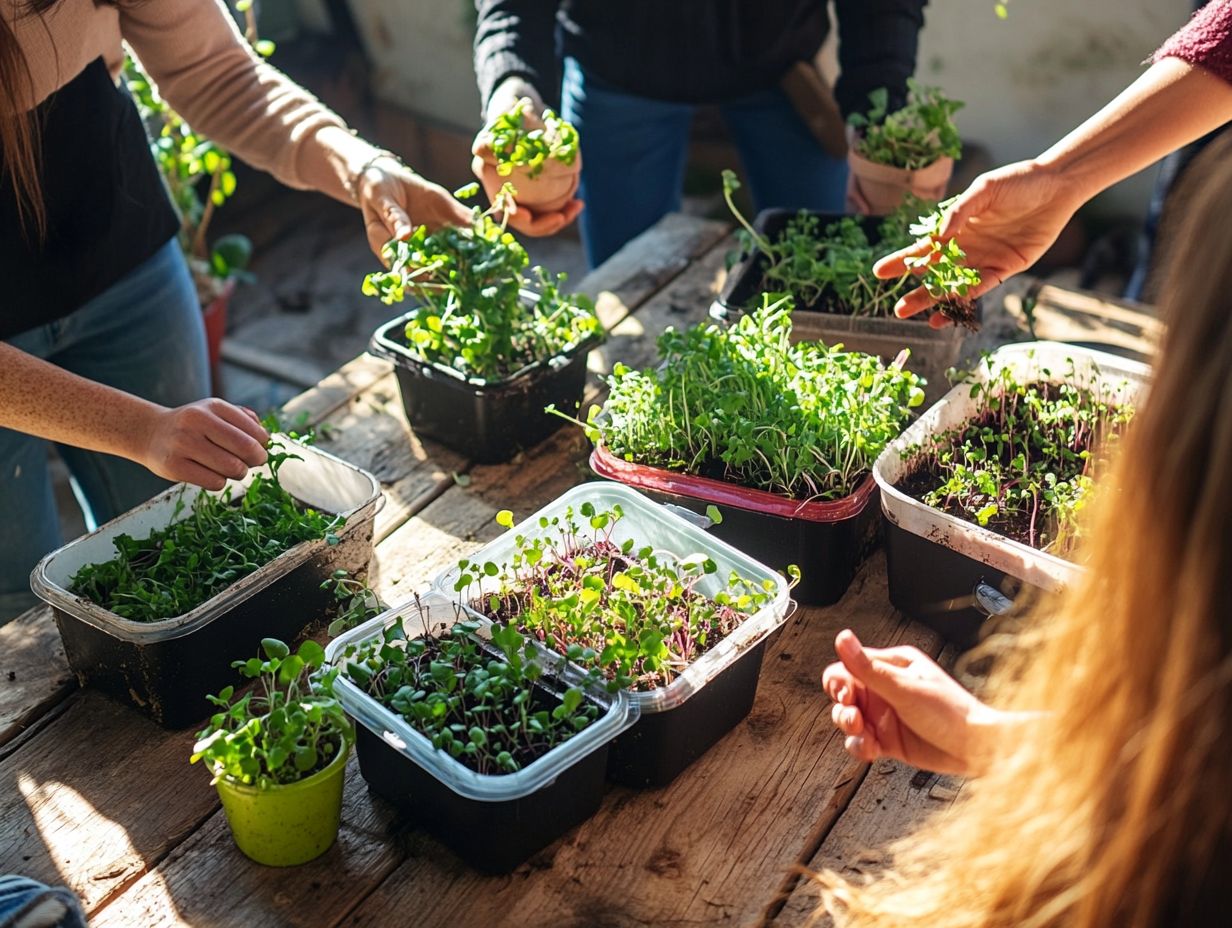 Can I share microgreens from my own garden with friends or sell them as a side business?