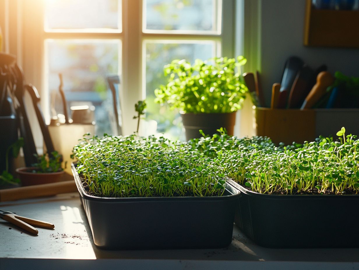 A person harvesting microgreens