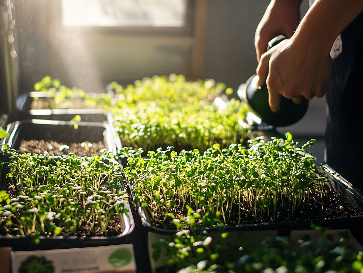 A variety of microgreens including broccoli, arugula, and radish.