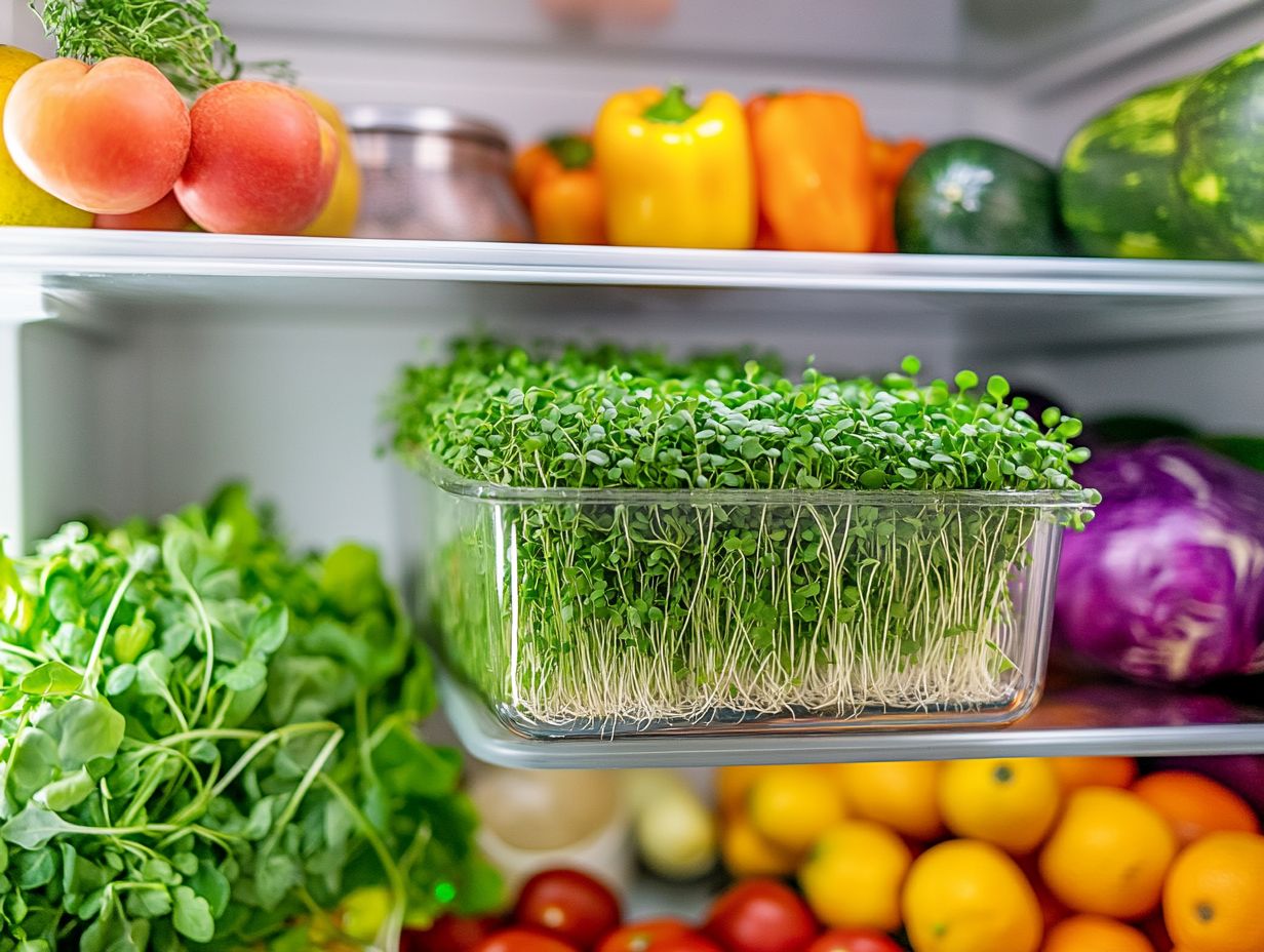 Freshly stored microgreens ready for culinary use