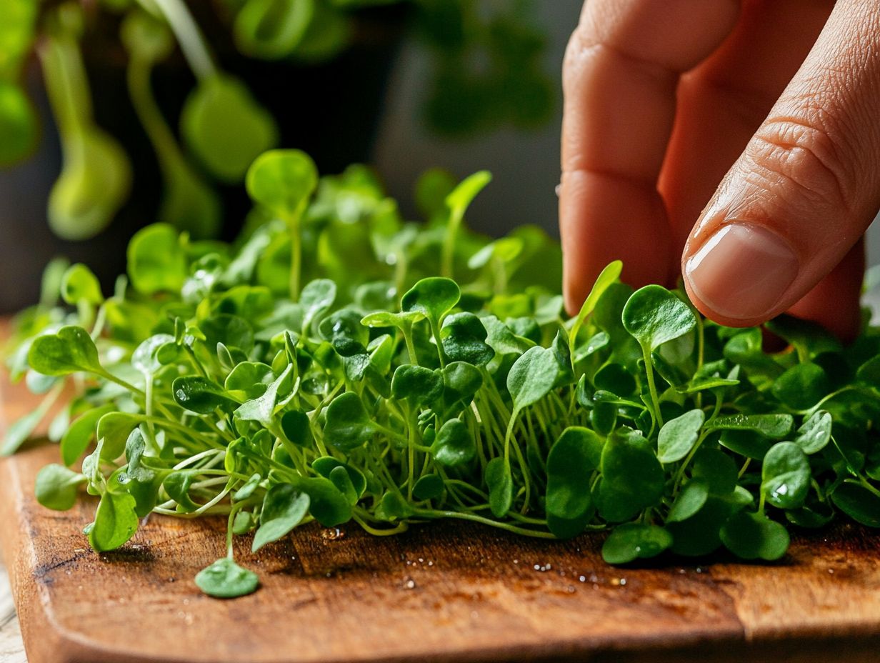 Fresh microgreens with vibrant colors and firm leaves