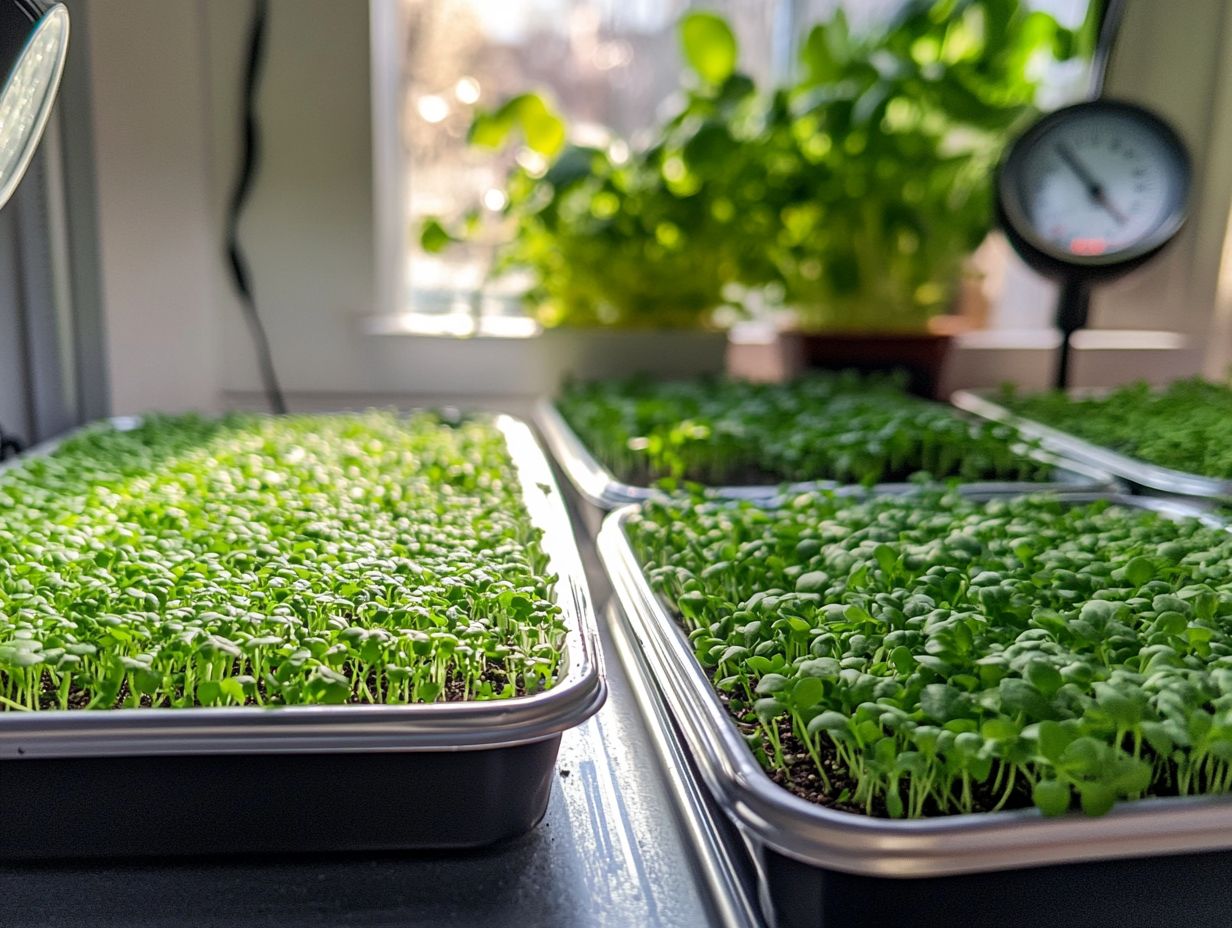 A vibrant display of microgreens thriving in controlled climate conditions