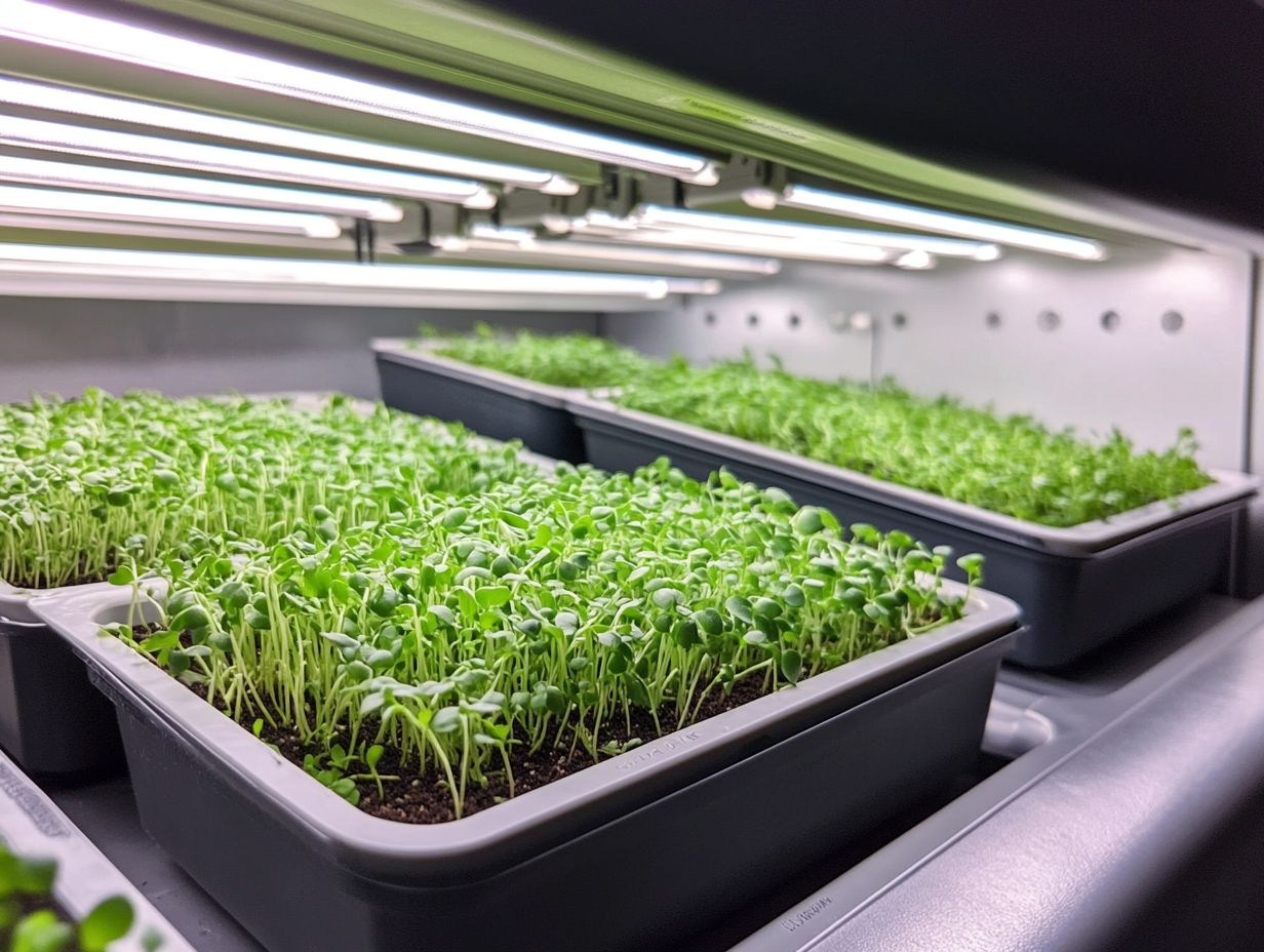 Illustration of grow lights and their importance for microgreens.