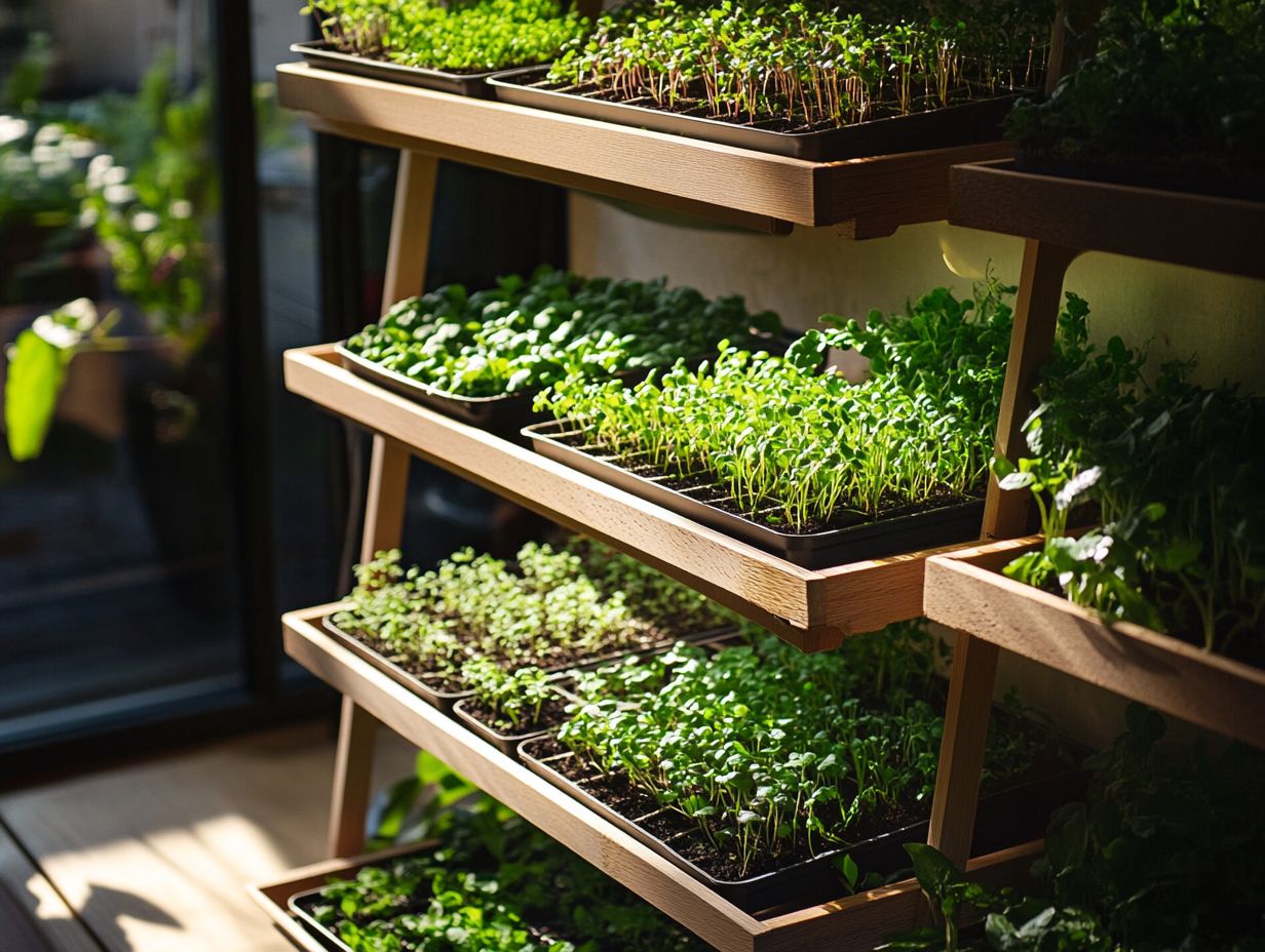 Diagram showcasing how to utilize vertical space for microgreens