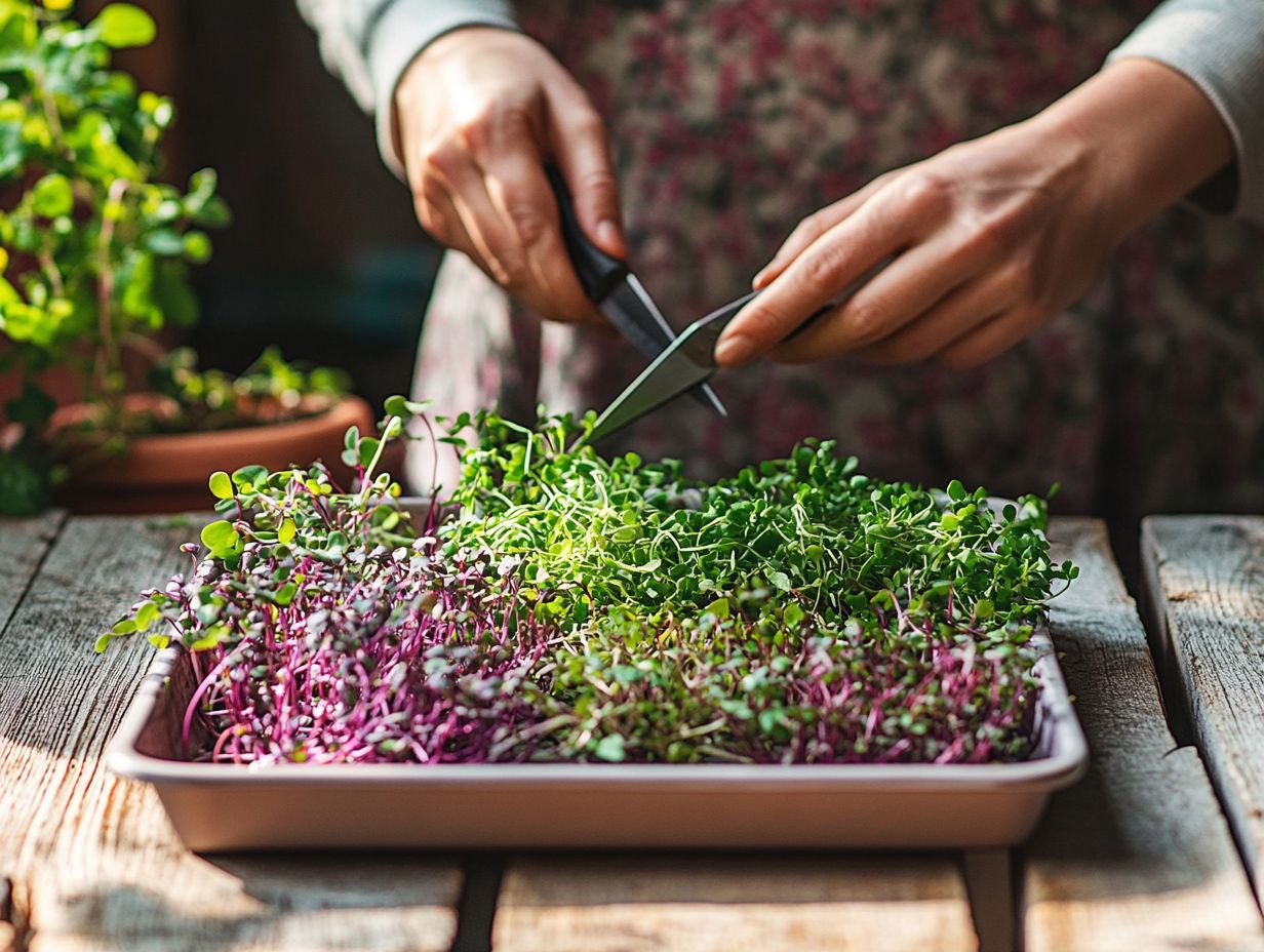 What is the best way to harvest microgreens?