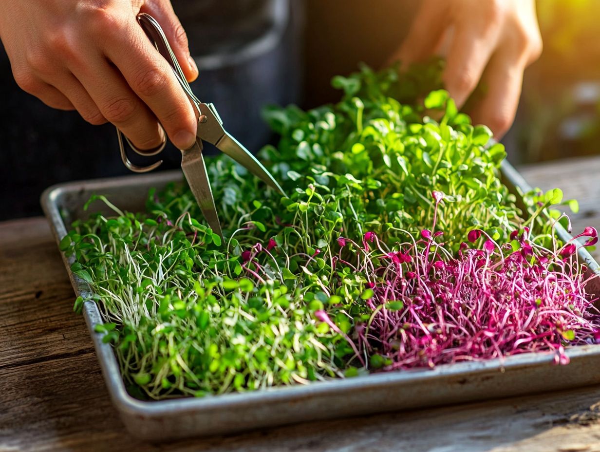 A visual guide to essential microgreen harvesting tips.