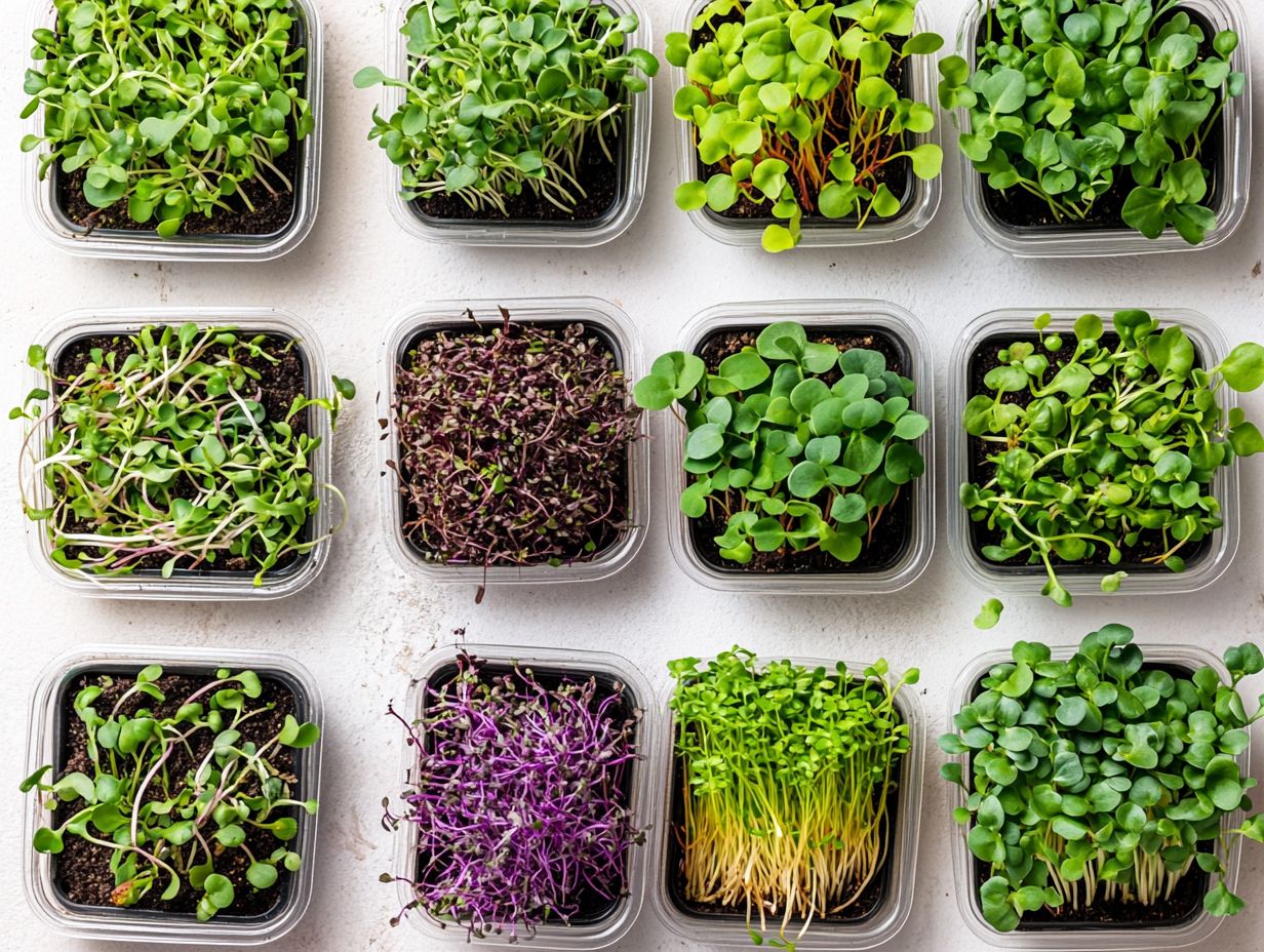 Illustration of various microgreen varieties