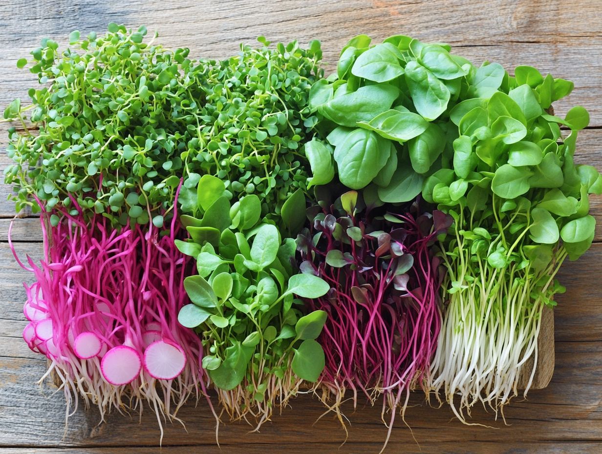 A variety of colorful microgreens showcasing their nutritional advantages