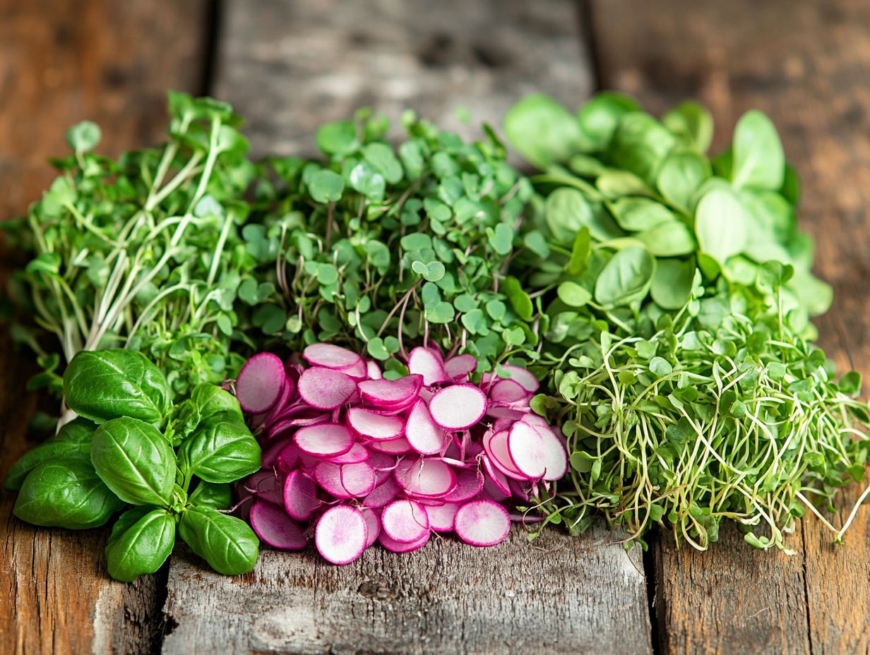 An assortment of microgreen varieties displayed for culinary use.